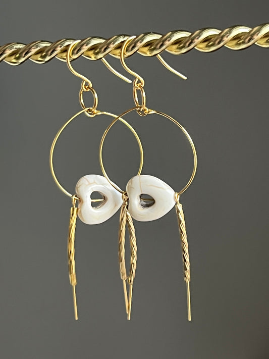 WHITE CERAMIC HEART FLARES | Earrings