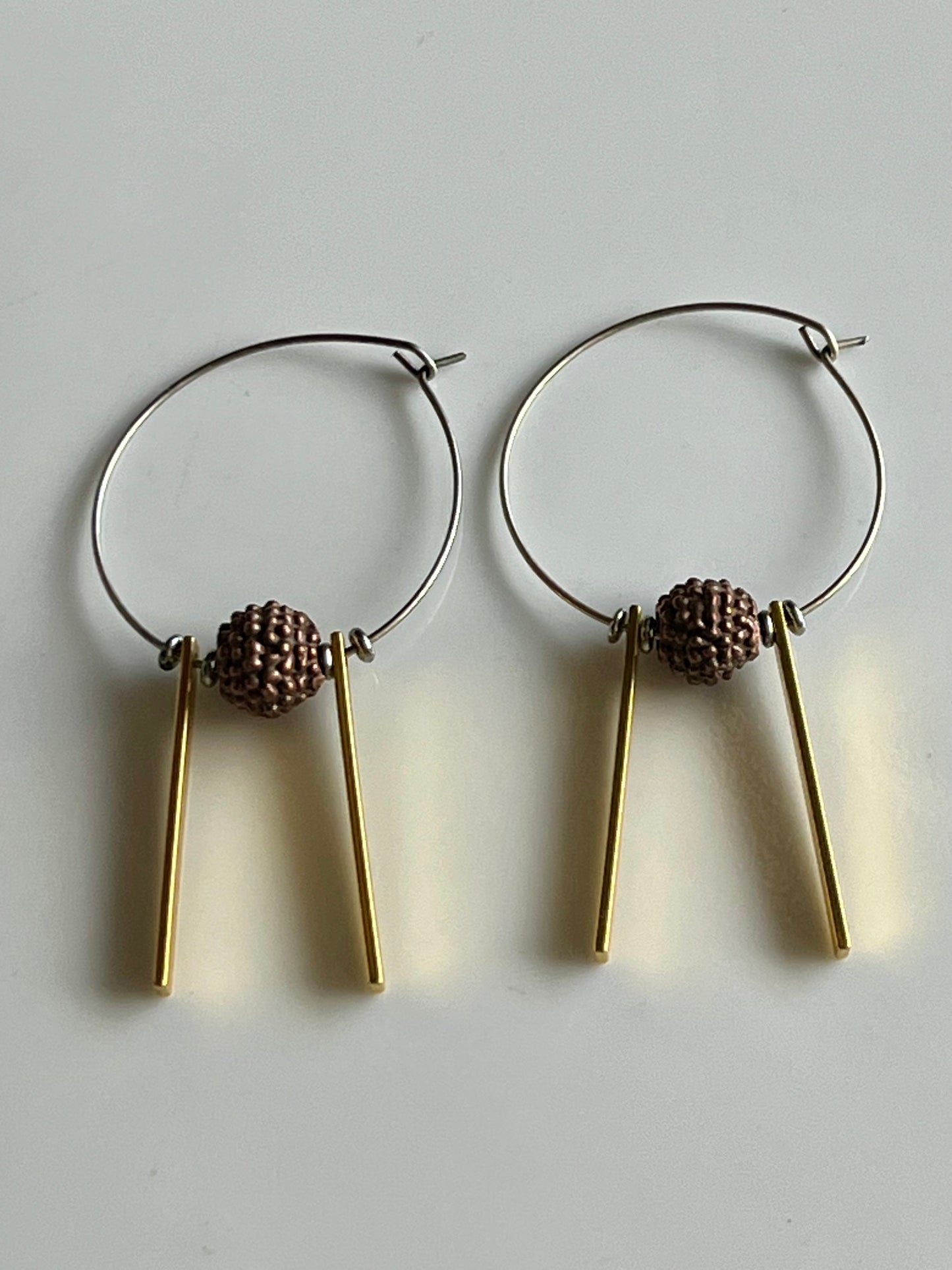 COPPER BALL w/ RECTANGLES| Earrings