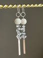 WHITE LAVA STONE + CLEAR QUARTZ DANGLES | GEMSTONE CRYSTAL Earrings
