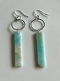 WIRE-WRAPPED AMAZONITE CLOUD RECTANGLE HOOP-DANGLE | GEMSTONE CRYSTAL Earrings