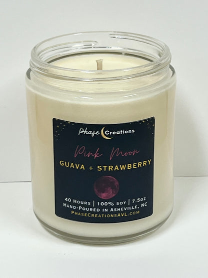 PINK MOON ~ Guava + Strawberry | 40 Hour ~ Hand-poured premium Soy Candle