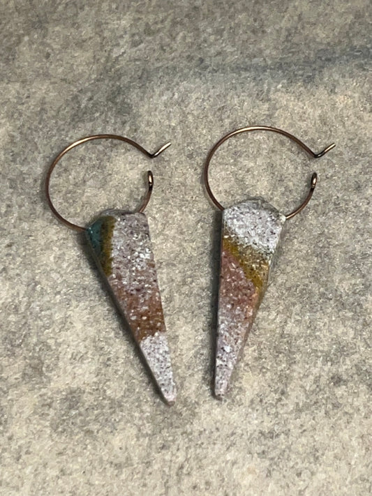 SANDY OCEAN JASPER KITE |GEMSTONE CRYSTAL Earrings