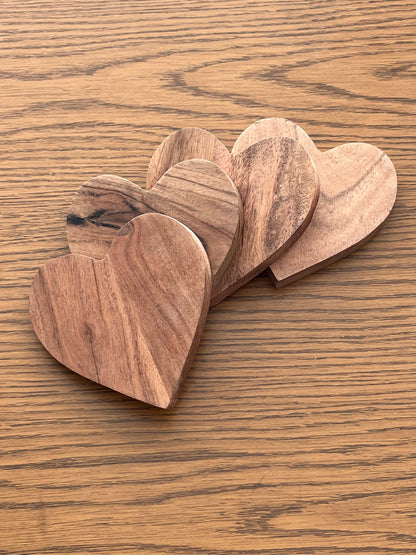 Heart Shaped Wooden Candle Coaster ~ Warm Color | Single Peice