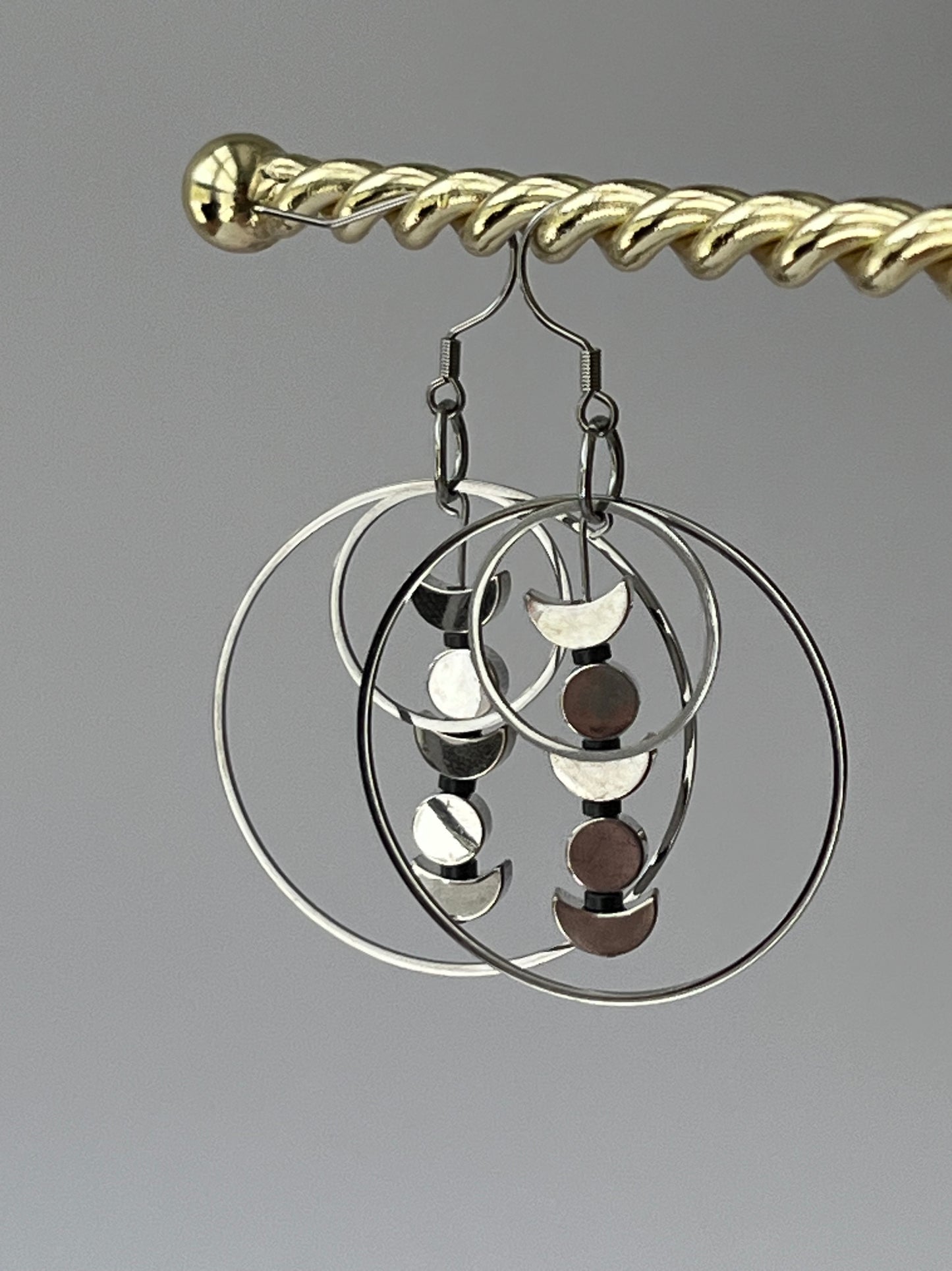 SILVER MOON ORBIT HOOP-DANGLES (SS) | Earrings