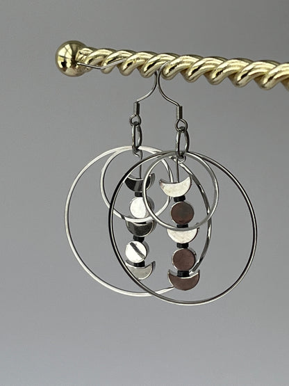 SILVER MOON ORBIT HOOP-DANGLES (SS) | Earrings