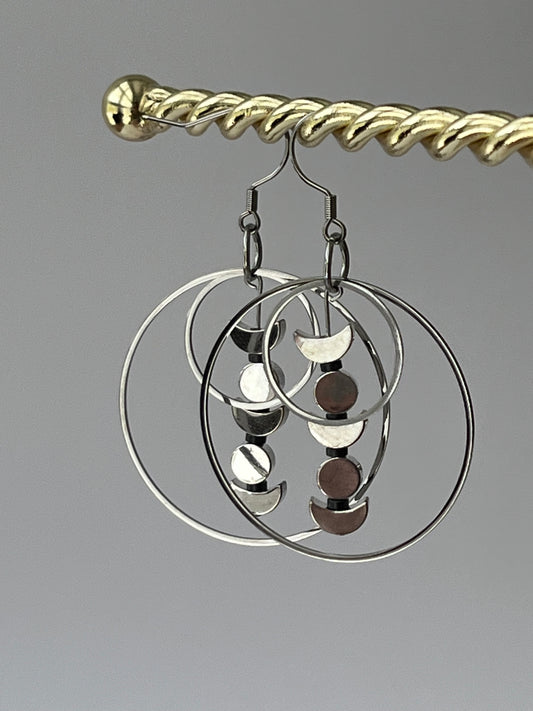 SILVER MOON ORBIT HOOP-DANGLES (SS) | Earrings