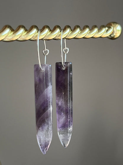 AMETHYST PUFF HOOP | GEMSTONE CRYSTAL Earrings