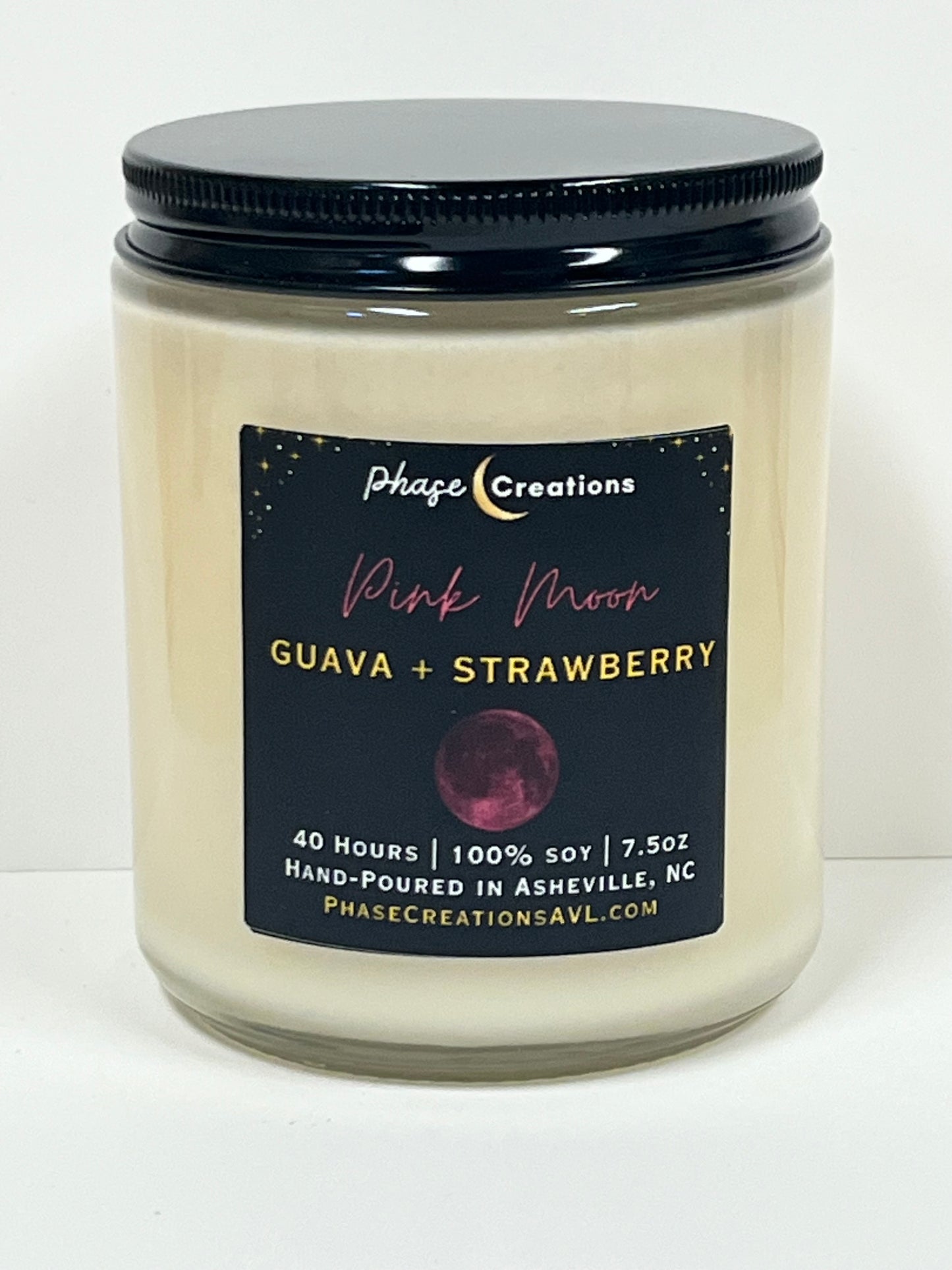 PINK MOON ~ Guava + Strawberry | 40 Hour ~ Hand-poured premium Soy Candle