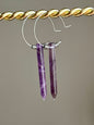 AMETHYST POINT w/ SILVER HEMATITE HOOPS | Gemstone Earrings