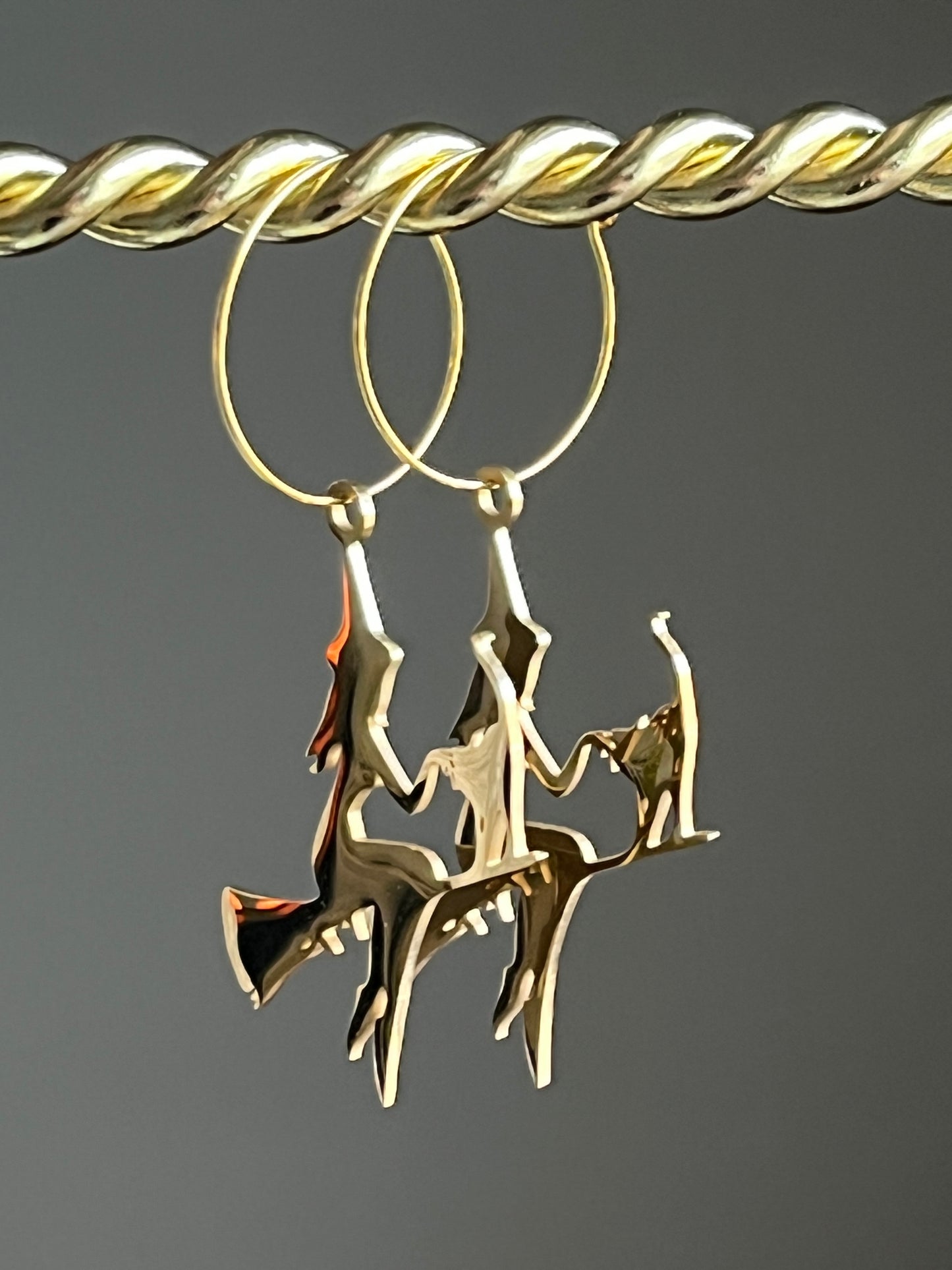 FLYING WITCH + CAT ON BROOMSTICK| Earrings