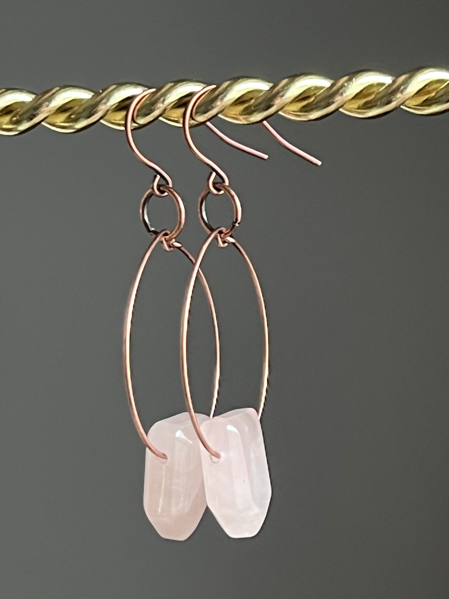 CHUNKY ROSE QUARTZ ARROW | GEMSTONE CRYSTAL EARRINGS