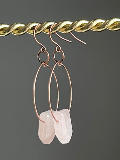 CHUNKY ROSE QUARTZ ARROW | GEMSTONE CRYSTAL EARRINGS
