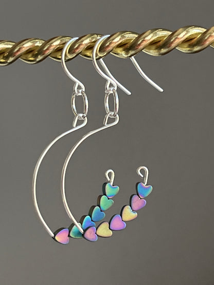 RAINBOW HEMATITE HEART MARQUISE |  GEMSTONE CRYSTAL Earrings