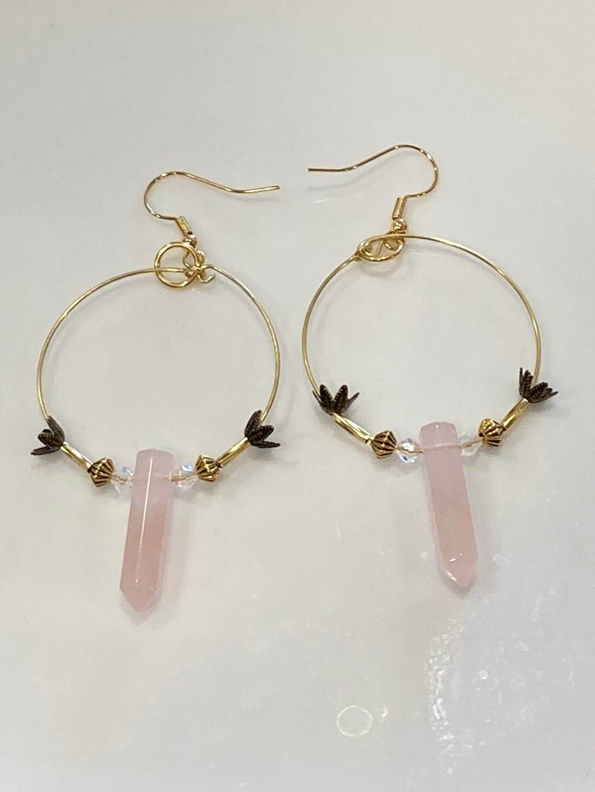 ROSE QUARTZ HEX | GEMSTONE CRYSTAL Earrings (1.5”)