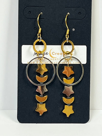 MOON + STAR DANGLES (GP-SS) | Earrings