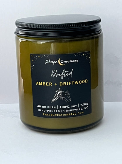 DRIFTED ~ Amber + Driftwood | Hand-poured Premium Soy Candle