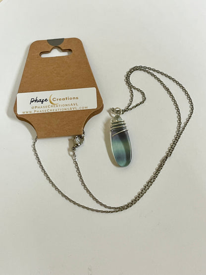 WIRE-WRAPPED FLUORITE OVAL | Gemstone Necklace