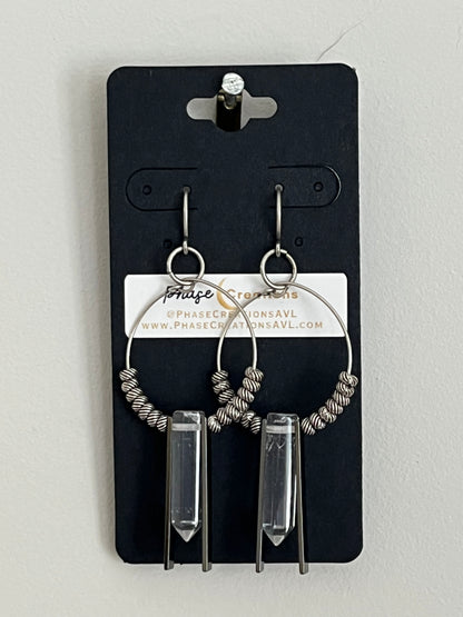 CLEAR QUARTZ HEX w/ SP RECTANGLES + BEADS | GEMSTONE CRYSTAL Earrings
