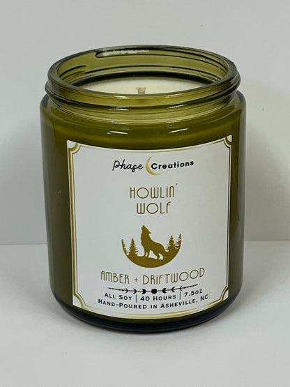 HOWLIN’ WOLF ~ Amber + Driftwood | 40 Hour ~ Hand-poured premium Soy Candle