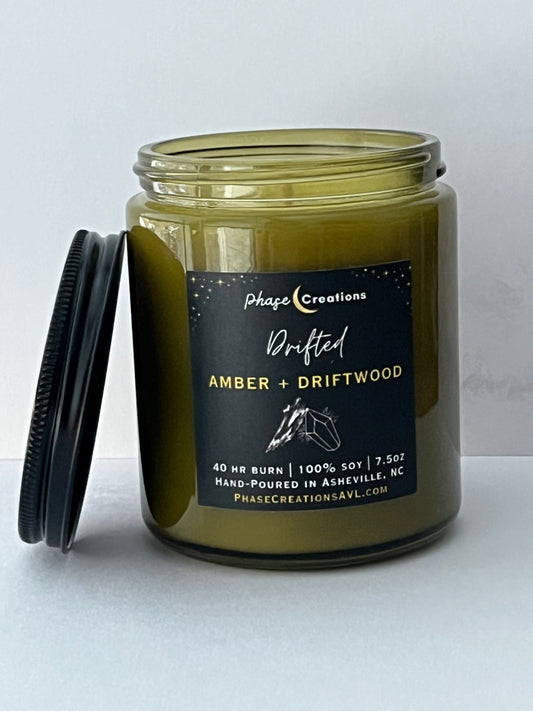 DRIFTED ~ Amber + Driftwood | Hand-poured Premium Soy Candle