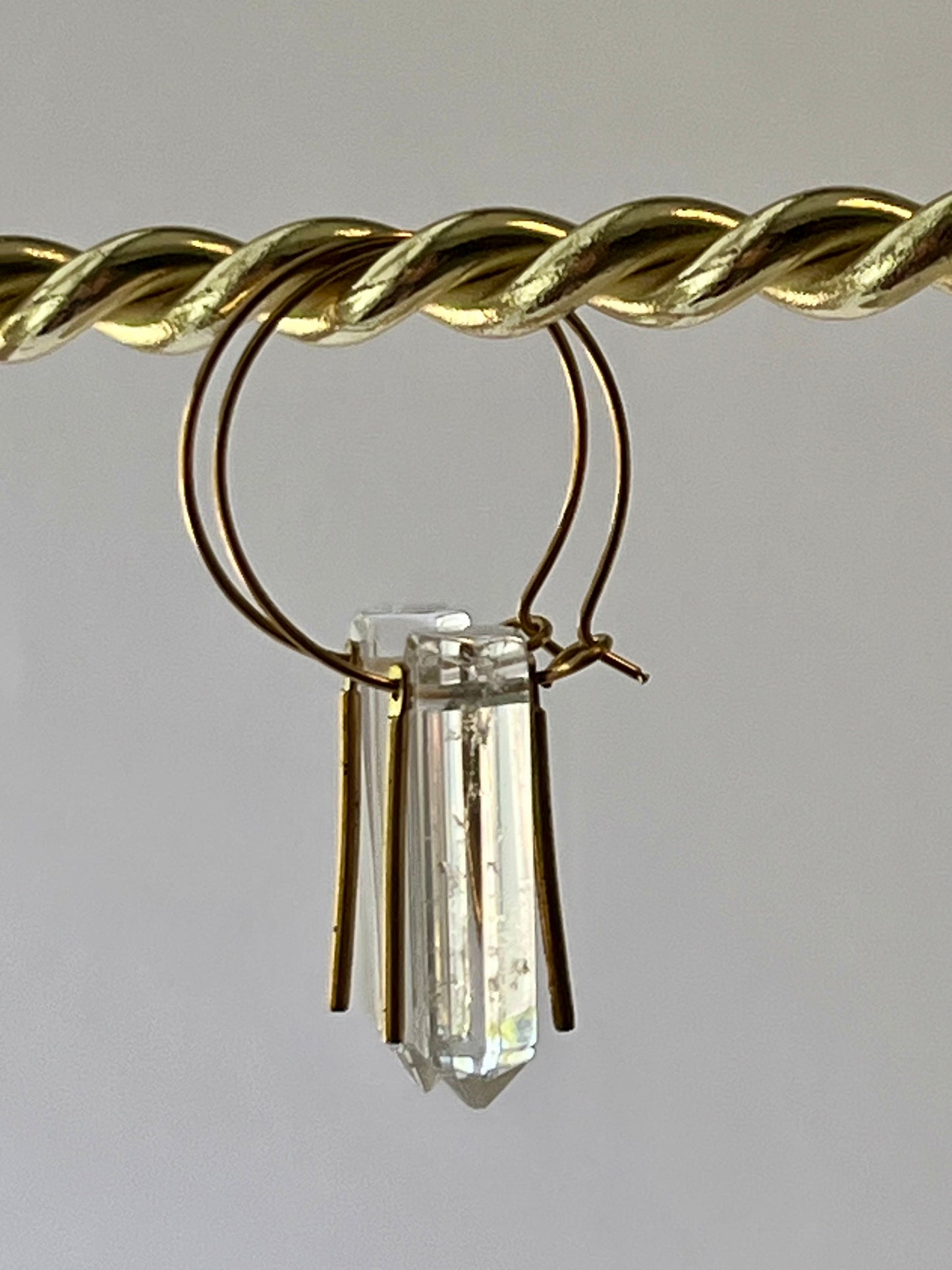 CLEAR QUARTZ HEX HOOP | GEMSTONE CRYSTAL Earrings