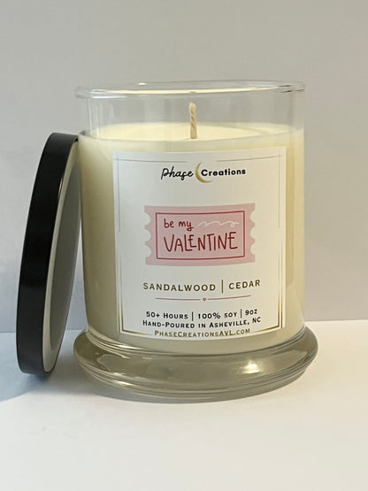 Valentine’s Candle | BE MY VALENTINE ~ Sandalwood + Cedar | Hand-poured Premium Soy Candle