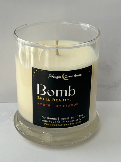 BOMBSHELL BEAUTY. ~ Amber + Driftwood | Hand-poured Premium Soy Candle