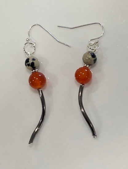 CARNELIAN + DALMATIAN JASPER | GEMSTONE CRYSTAL Earrings