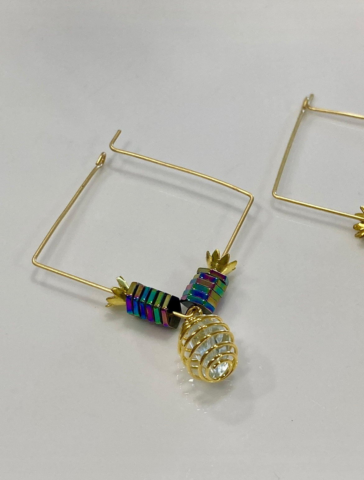 AQUAMARINE + RAINBOW HEMATITE | GEMSTONE CRYSTAL Earrings