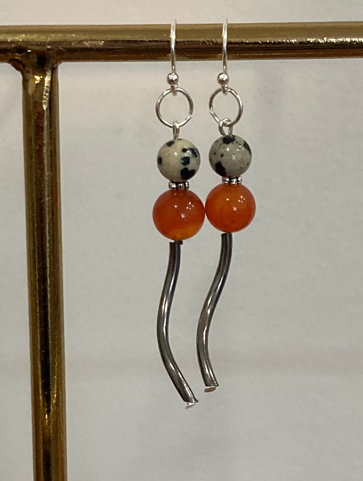 CARNELIAN + DALMATIAN JASPER | GEMSTONE CRYSTAL Earrings