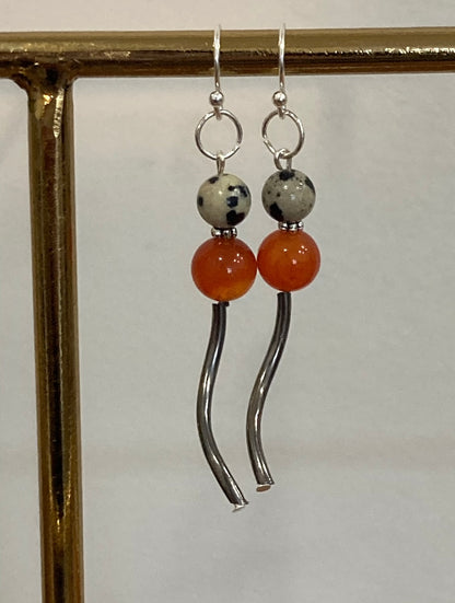 CARNELIAN + DALMATIAN JASPER | GEMSTONE CRYSTAL Earrings