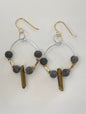 GRAY LAVA STONE + GOLD-PLATED QUARTZ | GEMSTONE CRYSTAL Earrings