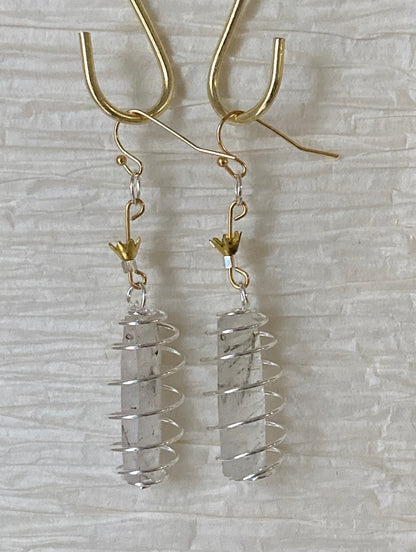 RUTILATED RECTANGLE QUARTZ | GEMSTONE CRYSTAL Earrings