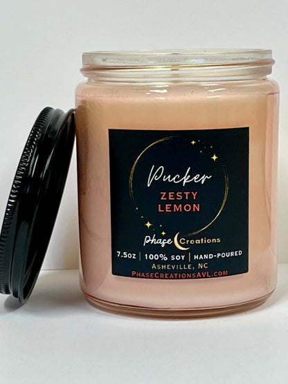 PUCKER ~ Zesty Lemon Scent | Hand-poured Premium Soy Candle