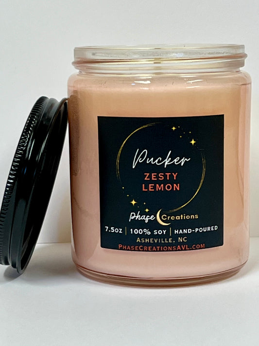 PUCKER ~ Zesty Lemon Scent | Hand-poured Premium Soy Candle