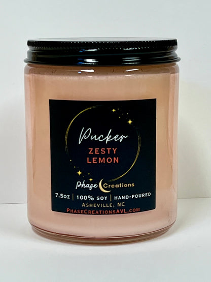 PUCKER ~ Zesty Lemon Scent | Hand-poured Premium Soy Candle