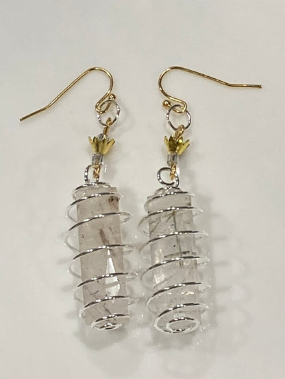 RUTILATED RECTANGLE QUARTZ | GEMSTONE CRYSTAL Earrings