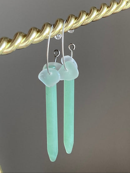 GREEN AVENTURINE POINT + CLEAR QUARTZ | GEMSTONE CRYSTAL Earrings