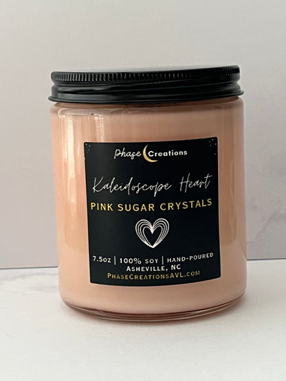 KALEIDOSCOPE HEART ~ Pink Sugar Crystals | Hand-poured Premium Soy Candle