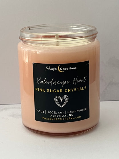 KALEIDOSCOPE HEART ~ Pink Sugar Crystals | Hand-poured Premium Soy Candle