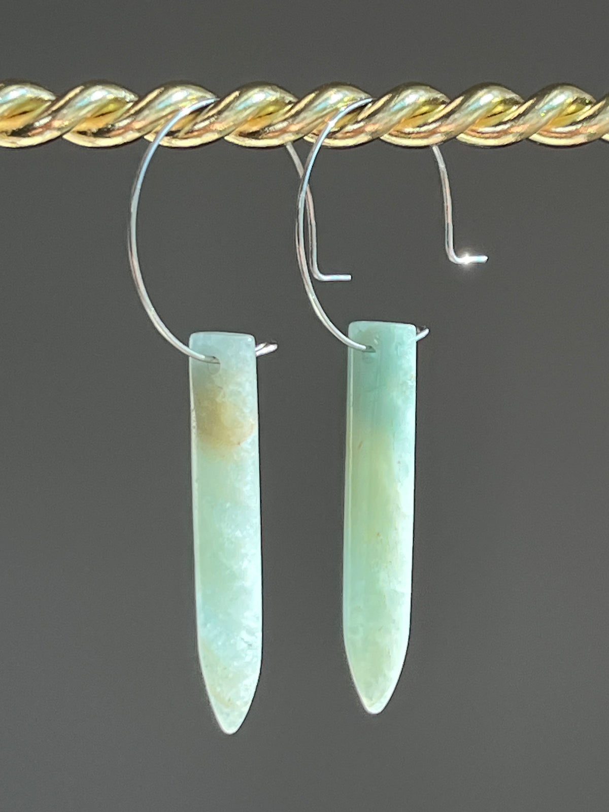 AMAZONITE PUFF HOOP (SS) | Gemstone Earrings