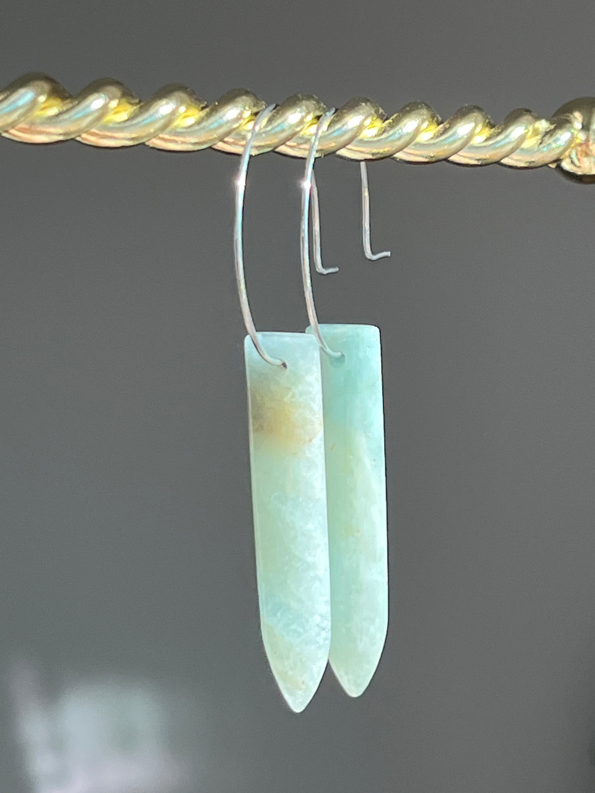 AMAZONITE PUFF HOOP (SS) | Gemstone Earrings